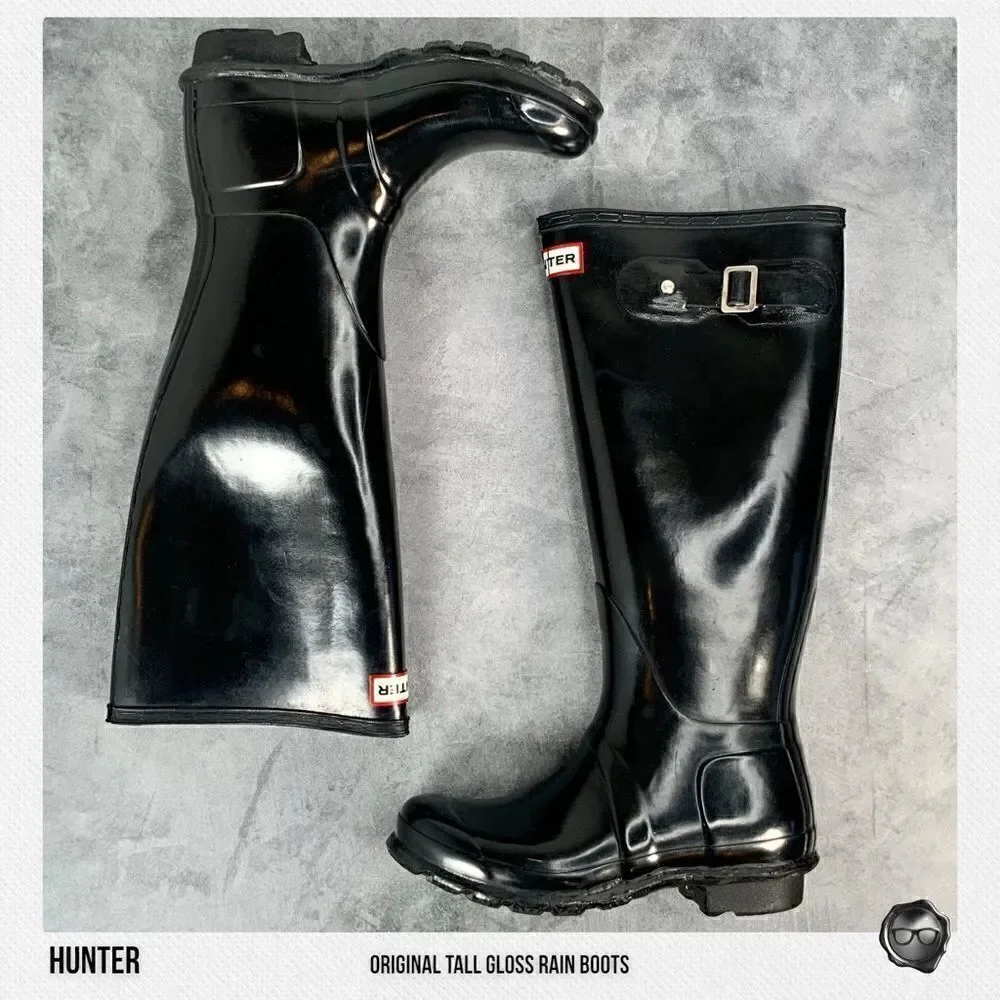 HUNTER ORIGINAL TALL RAIN BOOTS IN GLOSS BLACK WOMEN’S SHOE SIZE EU 36 BOOTS